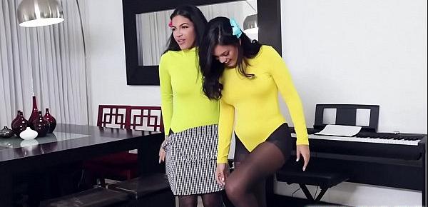  Stepsiblings Alina Belle and Maya Farrell pops out their Latina pussies for their stepbrother